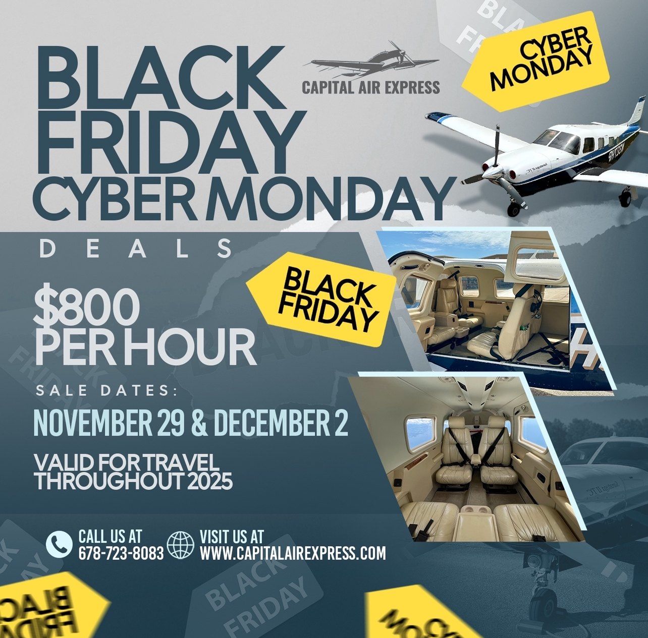 Black Friday & Cyber Monday Private Charter Sale